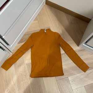 American Apparel Mustard Long Sleeve Mock Neck Top